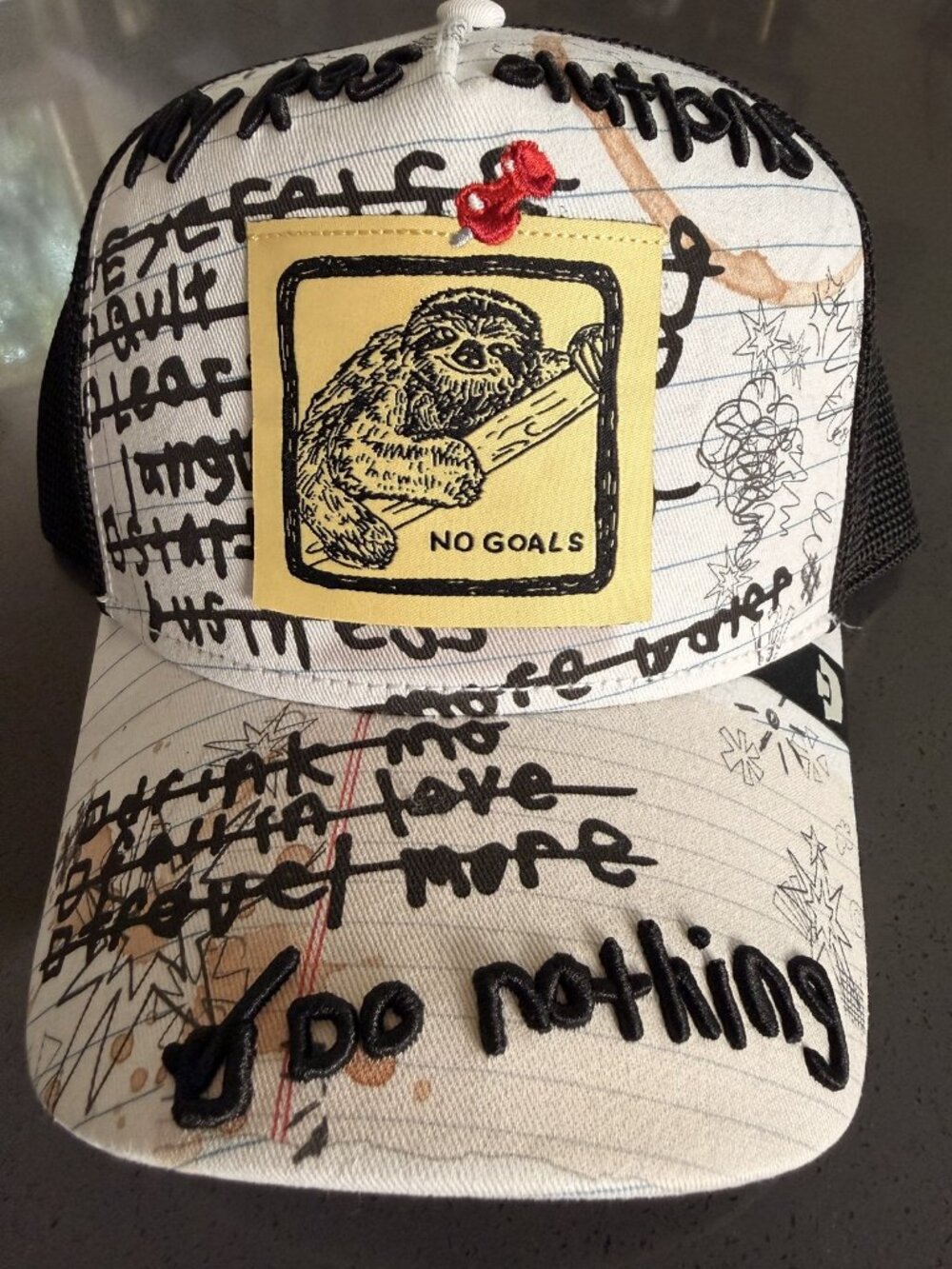 Goorin Bros NO GOALS New Year Same Me Sloth Friday Drop Trucker Hat 1.2.26
